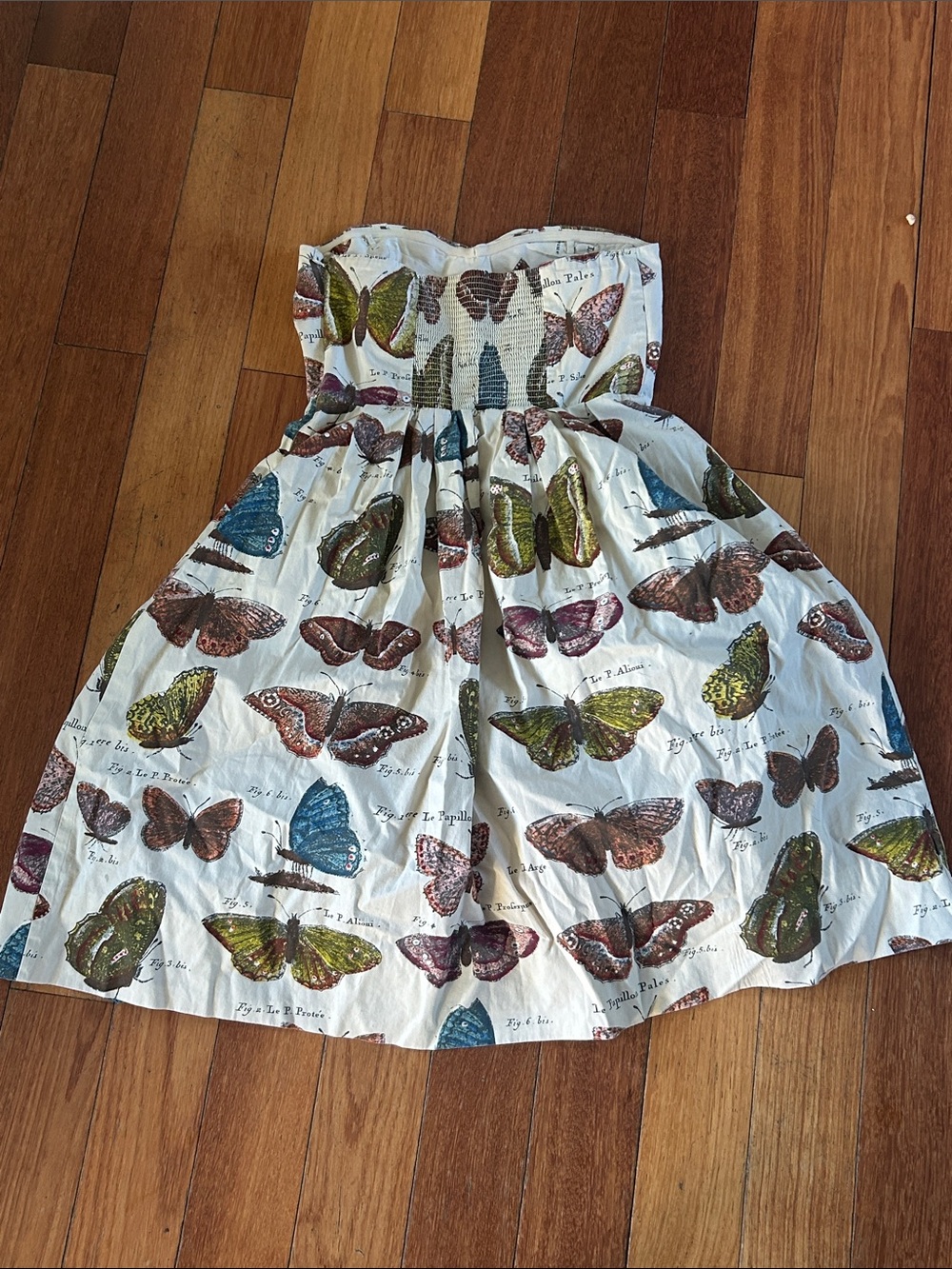 Butterfly Print White Strapless Dress - Picture 2 of 2